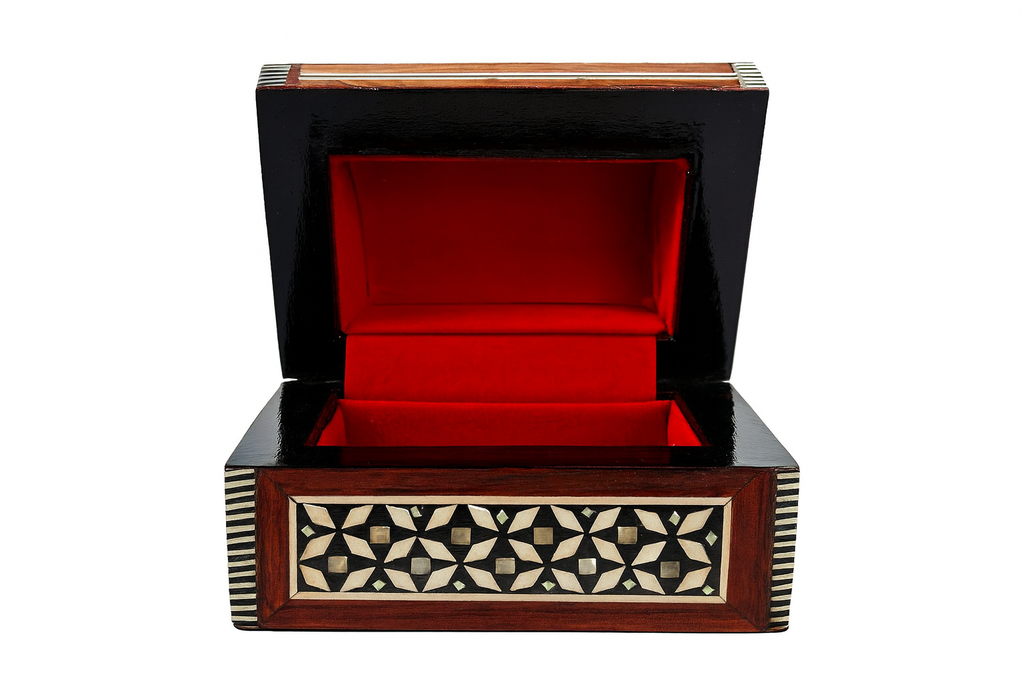 Handcrafted Wooden Inlaid Box – صندوق خشبي مطعم يدويًا