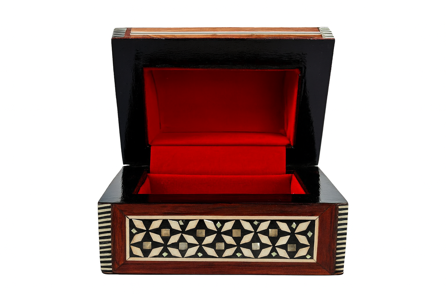 Handcrafted Wooden Inlaid Box – صندوق خشبي مطعم يدويًا