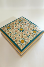 Handcrafted Mosaic Wooden Box - علبة خشبية مطعمة بالفسيفساء