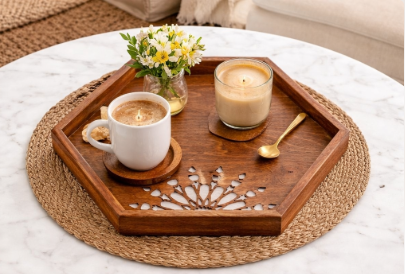 Hexagon Trays Arquette & MOP Inlay