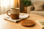 Handcrafted Wooden Coaster with Geometric Pattern - قاعدة أكواب خشبية مصنوعة يدويًا بنمط هندسي (Copy)
