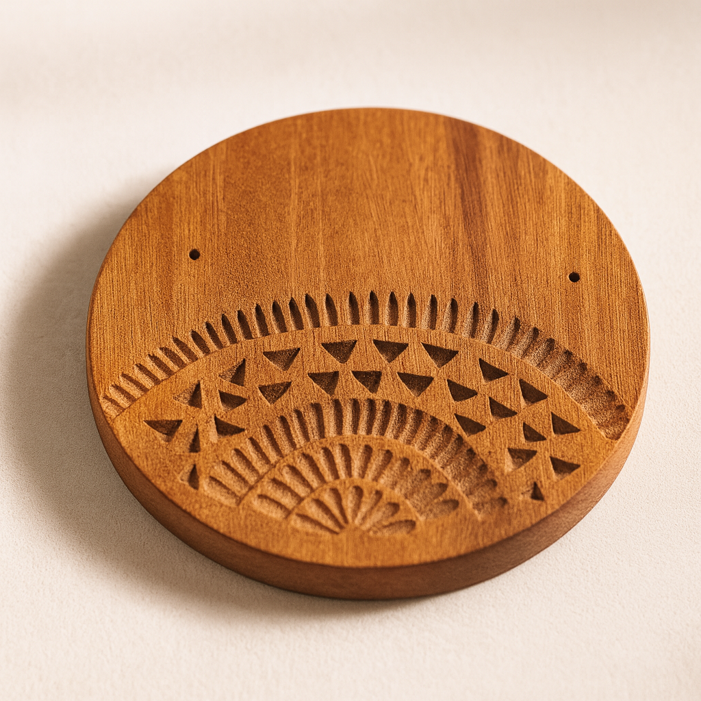 Handcrafted Wooden Coaster with Geometric Pattern - قاعدة أكواب خشبية مصنوعة يدويًا بنمط هندسي (Copy)