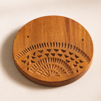 Handcrafted Wooden Coaster with Geometric Pattern - قاعدة أكواب خشبية مصنوعة يدويًا بنمط هندسي (Copy)