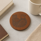Handcrafted Wooden Coaster Set with Engraved Bird Motif - طقم قواعد أكواب خشبية يدوية الصنع بنقش طائر محفور
