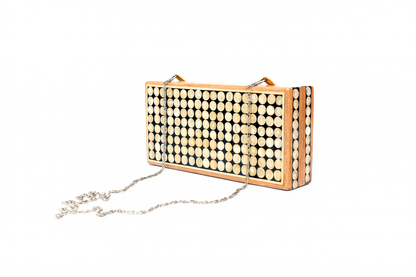 Pearl Mosaic Wooden Clutch - حقيبة كلاتش خشبية من الفسيفساء اللؤلؤية