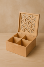 Handcrafted Wooden Organizer Box Elegant Geometric Lid Design - صندوق منظم خشبي يدوي الصنع تصميم غطاء هندسي أنيق