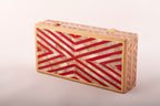 Vibrant Red Chevron Wooden Clutch - حقيبة كلاتش خشبية شيفرون حمراء