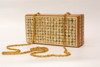 Handcrafted Pearl Mosaic Wooden Clutch - حقيبة يد خشبية مصنوعة يدويًا من فسيفساء اللؤلؤ