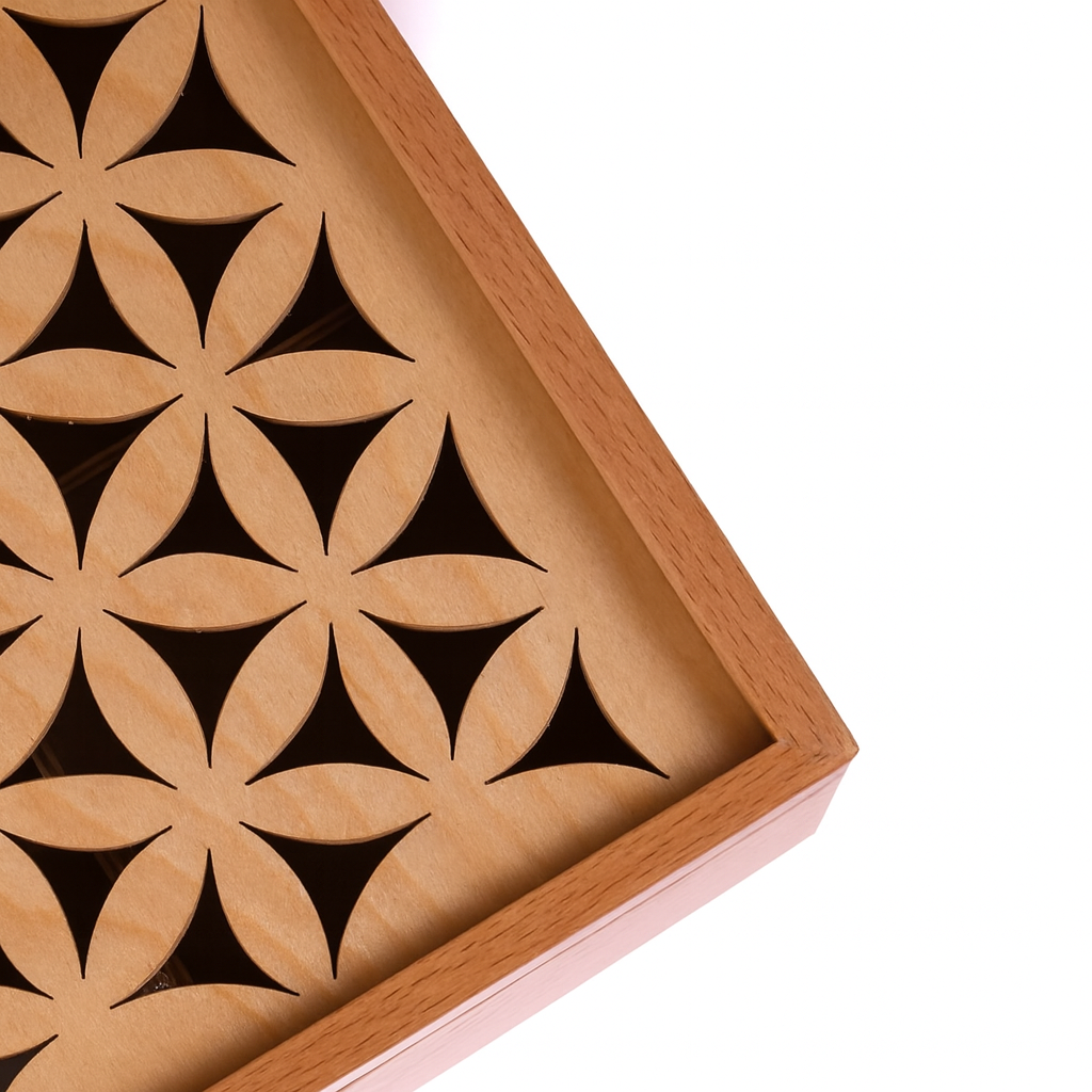 Handcrafted Wooden Organizer Box – Elegant Geometric Lid Design - صندوق منظم خشبي يدوي الصنع – تصميم غطاء هندسي أنيق