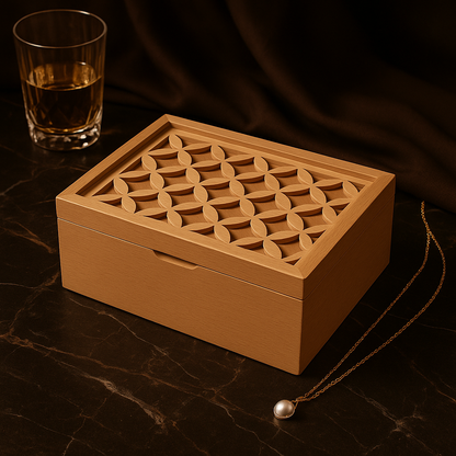 Handcrafted Wooden Organizer Box – Elegant Geometric Lid Design - صندوق منظم خشبي يدوي الصنع – تصميم غطاء هندسي أنيق