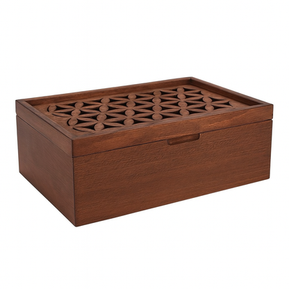 Handcrafted Wooden Organizer Box – Elegant Geometric Lid Design - صندوق منظم خشبي يدوي الصنع – تصميم غطاء هندسي أنيق