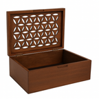 Handcrafted Wooden Organizer Box – Elegant Geometric Lid Design - صندوق منظم خشبي يدوي الصنع – تصميم غطاء هندسي أنيق