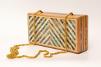 Ocean Chevron Wooden Clutch - حقيبة كلاتش خشبية بتصميم شيفرون