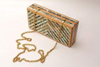 Ocean Chevron Wooden Clutch - حقيبة كلاتش خشبية بتصميم شيفرون
