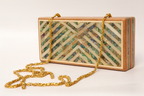 Ocean Chevron Wooden Clutch - حقيبة كلاتش خشبية بتصميم شيفرون