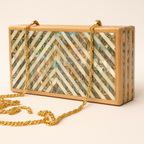 Ocean Chevron Wooden Clutch - حقيبة كلاتش خشبية بتصميم شيفرون