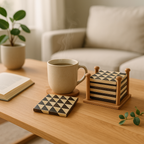 Handcrafted geometric coaster Featuring a striking mosaic - قاعدة أكواب هندسية مصنوعة يدويًا تتميز بفسيفساء مذهلة