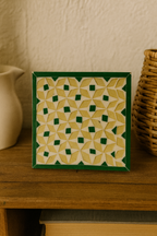 Green &amp; Gold Geometric Mosaic Coaster - كوستر فسيفسائي هندسي بالأخضر والذهبي