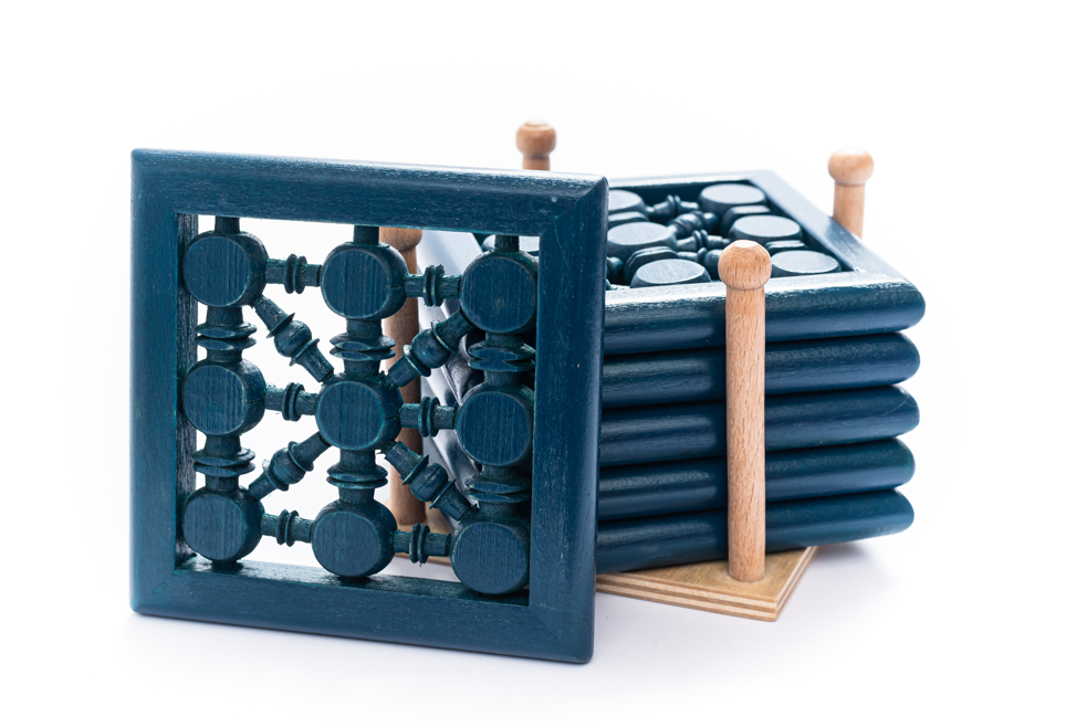 Handcrafted Wooden Coasters with Holder – كوسترات خشبية مصنوعة يدويًا مع حامل