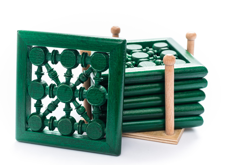 Handcrafted Wooden Coasters with Holder – كوسترات خشبية مصنوعة يدويًا مع حامل